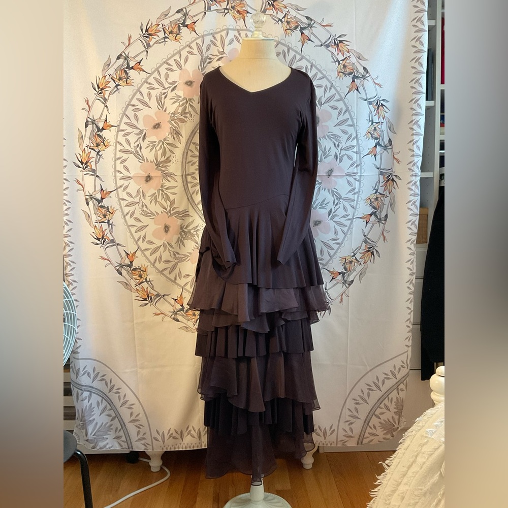 Beautiful, fancy two piece tea length skirt with long sleeve, long top